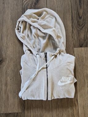 Nike Light Beige Zip Hoodie with Logo
